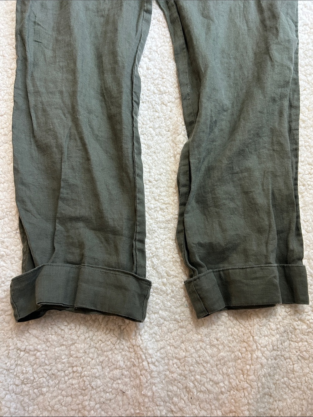 Tahari Olive Green Straight-Leg 100% Linen Pants - Picture 4 of 5